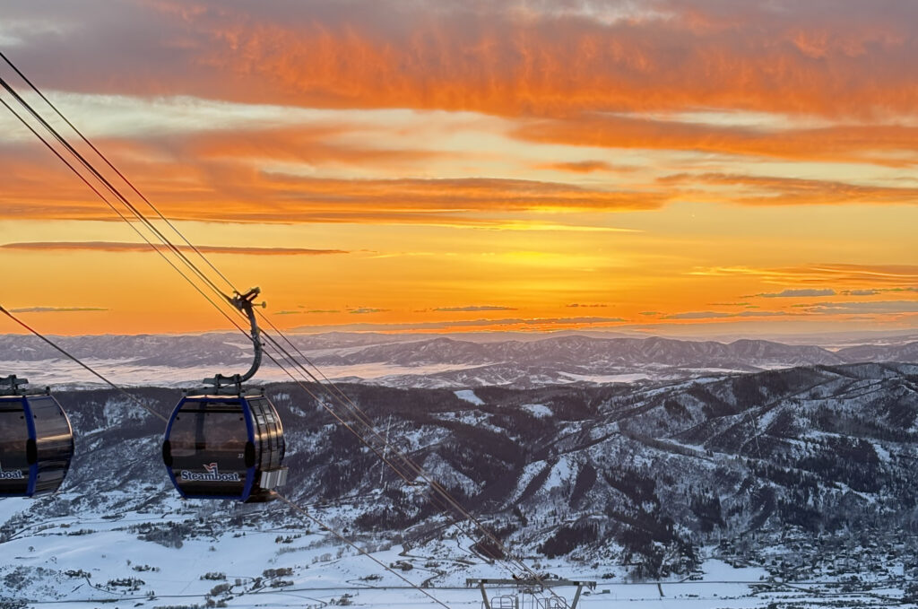 sunset over steamboat sprigs orange and beautiful.
