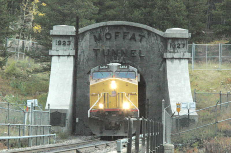 train coming out of moffat tunnel